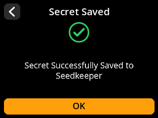 Secret saved to SeedKeeper